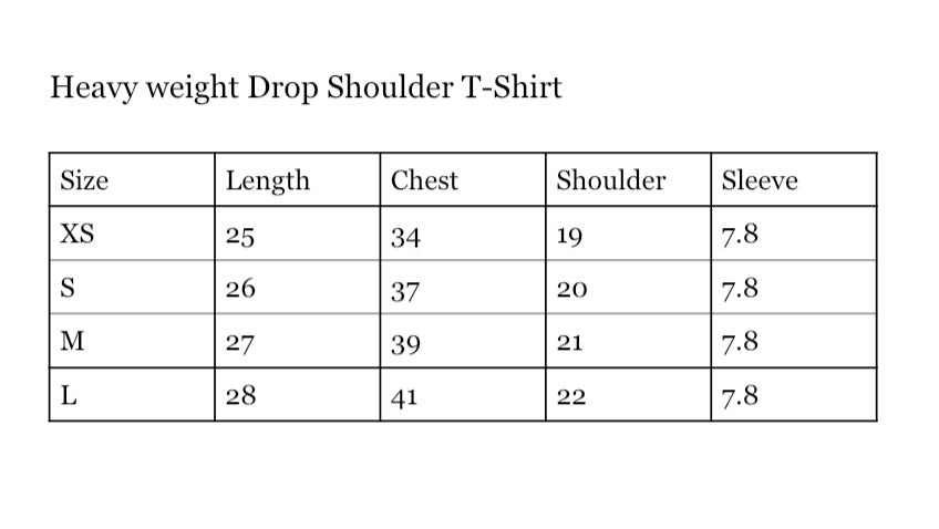 Sizing chart 